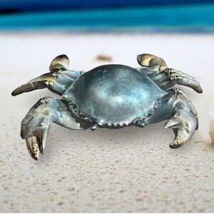 Coastal Silver Crab Trinket Box Decor